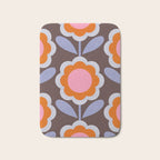 HELLO BOLD RETRO DAISY FLOWERS PATTERN IN BLOOM 3. BROWN Bath Mat Gallery Image 1