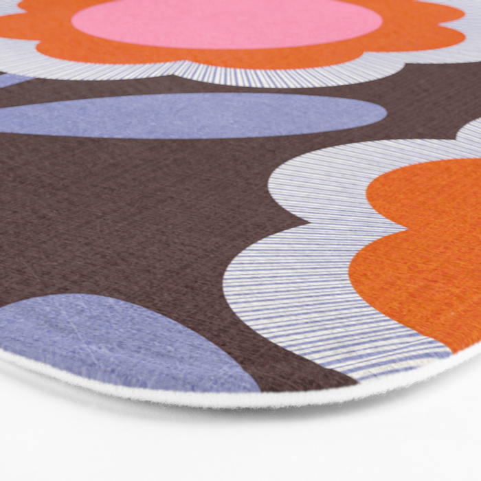 HELLO BOLD RETRO DAISY FLOWERS PATTERN IN BLOOM 3. BROWN Bath Mat Gallery Image 3