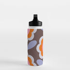 HELLO BOLD RETRO DAISY FLOWERS PATTERN IN BLOOM 3. BROWN Water Bottle Gallery Image 3