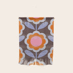 HELLO BOLD RETRO DAISY FLOWERS PATTERN IN BLOOM 3. BROWN Wall Hanging Gallery Image 1