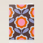 HELLO BOLD RETRO DAISY FLOWERS PATTERN IN BLOOM 3. BROWN Stationery Card Gallery Image 2