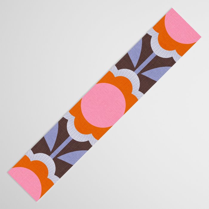 HELLO BOLD RETRO DAISY FLOWERS PATTERN IN BLOOM 3. BROWN Table Runner Gallery Image 3