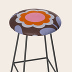 HELLO BOLD RETRO DAISY FLOWERS PATTERN IN BLOOM 3. BROWN Stool Gallery Image 2