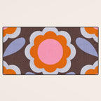 HELLO BOLD RETRO DAISY FLOWERS PATTERN IN BLOOM 3. BROWN Desk Mat Gallery Image 3
