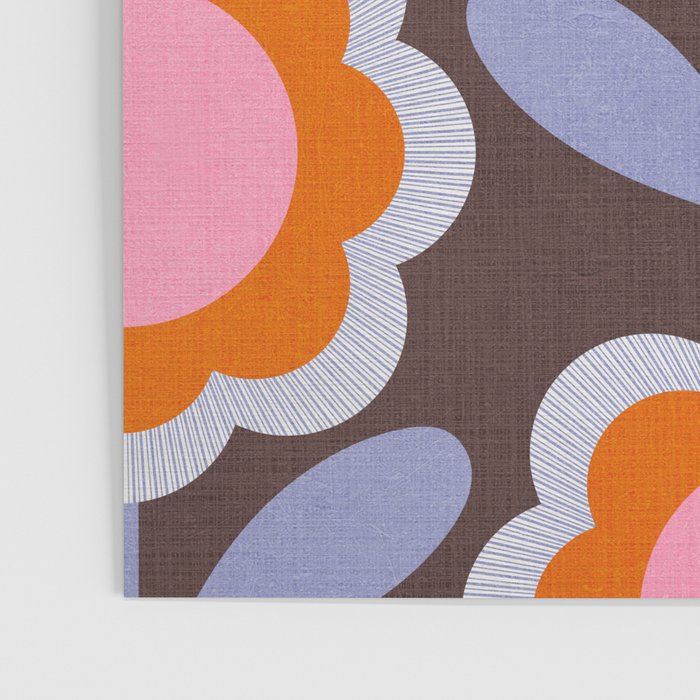 HELLO BOLD RETRO DAISY FLOWERS PATTERN IN BLOOM 3. BROWN Poster Gallery Image 3
