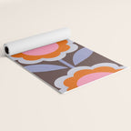 HELLO BOLD RETRO DAISY FLOWERS PATTERN IN BLOOM 3. BROWN Yoga Mat Gallery Image 2