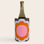 HELLO BOLD RETRO DAISY FLOWERS PATTERN IN BLOOM 3. BROWN Wine Chiller Gallery Image 1