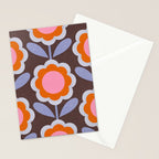 HELLO BOLD RETRO DAISY FLOWERS PATTERN IN BLOOM 3. BROWN Stationery Card Gallery Image 2