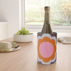 HELLO BOLD RETRO DAISY FLOWERS PATTERN IN BLOOM 3. BROWN Wine Chiller Gallery Image 4