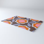 HELLO BOLD RETRO DAISY FLOWERS PATTERN IN BLOOM 3. BROWN Rug Gallery Image 3