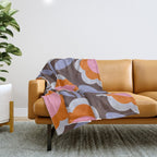 HELLO BOLD RETRO DAISY FLOWERS PATTERN IN BLOOM 3. BROWN Throw Blanket Gallery Image 1