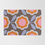 HELLO BOLD RETRO DAISY FLOWERS PATTERN IN BLOOM 3. BROWN Rug Gallery Image 2