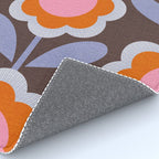 HELLO BOLD RETRO DAISY FLOWERS PATTERN IN BLOOM 3. BROWN Rug Gallery Image 4