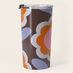 HELLO BOLD RETRO DAISY FLOWERS PATTERN IN BLOOM 3. BROWN Travel Mug Gallery Image 3
