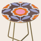 HELLO BOLD RETRO DAISY FLOWERS PATTERN IN BLOOM 3. BROWN Side Table Gallery Image 2