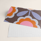 HELLO BOLD RETRO DAISY FLOWERS PATTERN IN BLOOM 3. BROWN Wrapping Paper Gallery Image 2