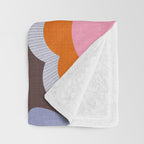 HELLO BOLD RETRO DAISY FLOWERS PATTERN IN BLOOM 3. BROWN Throw Blanket Gallery Image 3