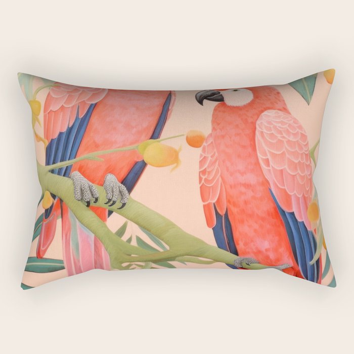 Pastel Parrot Pair Rectangular Pillow Gallery Image 2