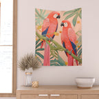 Pastel Parrot Pair Wall Tapestry Gallery Image 2