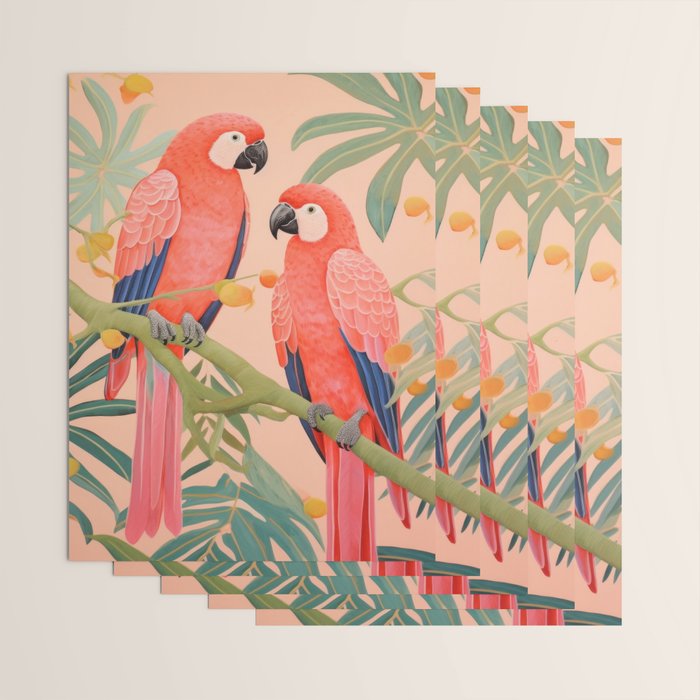 Pastel Parrot Pair Wrapping Paper Gallery Image 3