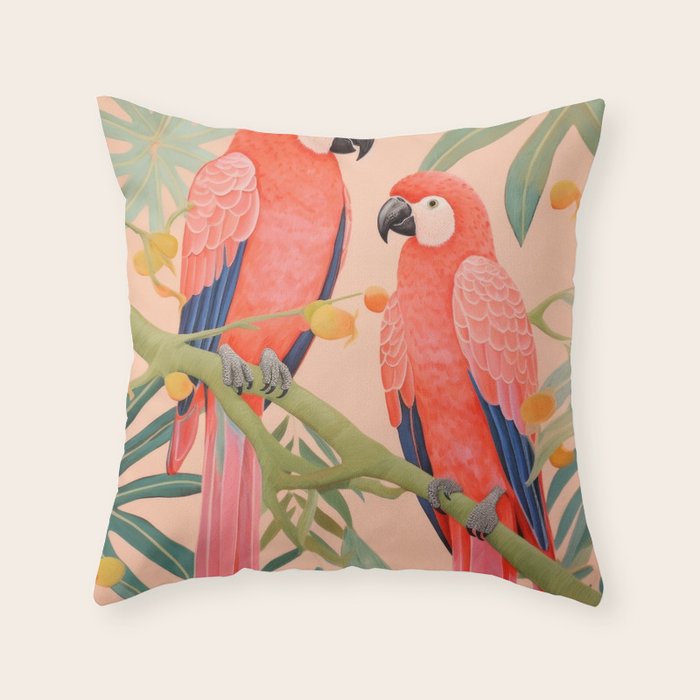 Pastel Parrot Pair Throw Pillow Gallery Image 6