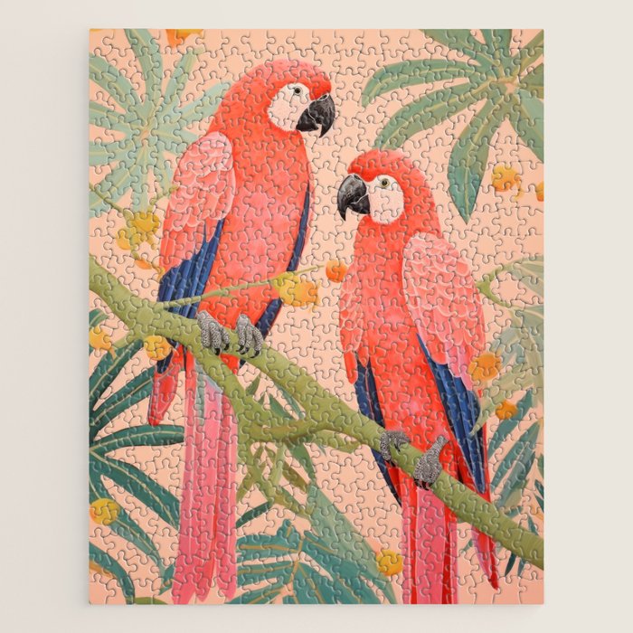 Pastel Parrot Pair Jigsaw Puzzle Gallery Image 1