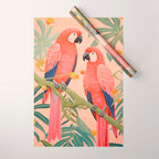 Pastel Parrot Pair Wrapping Paper Gallery Image 1
