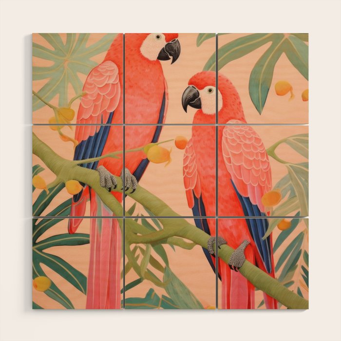 Pastel Parrot Pair Wood Wall Art Gallery Image 1