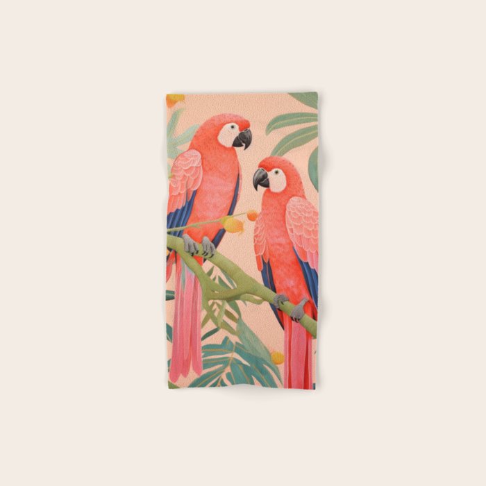 Pastel Parrot Pair Bath Towel Gallery Image 1