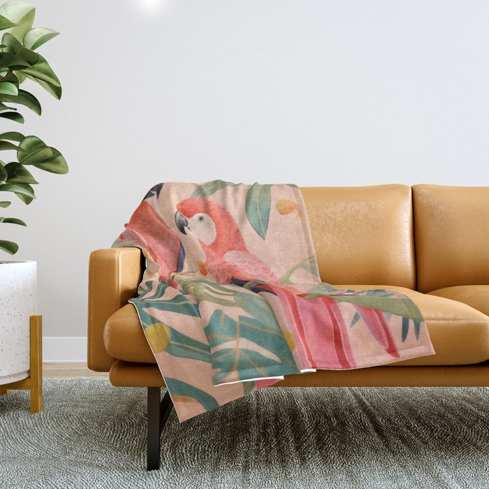 Pastel Parrot Pair Throw Blanket Gallery Image 1