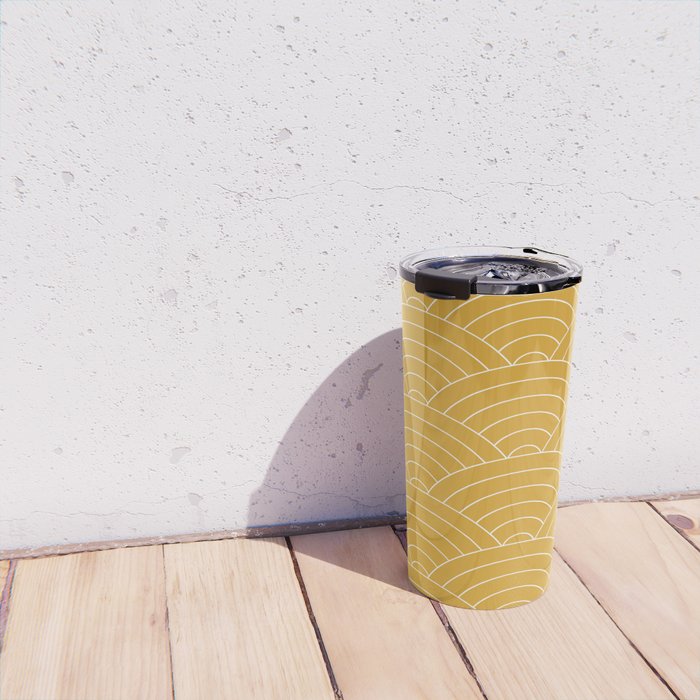 Waves (Mustard Yellow) Travel Mug Gallery Image 4