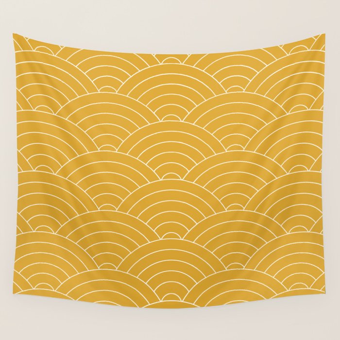 Waves (Mustard Yellow) Wall Tapestry Gallery Image 4