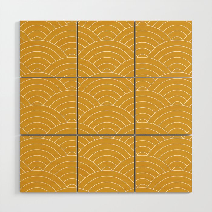 Waves (Mustard Yellow) Wood Wall Art Gallery Image 1