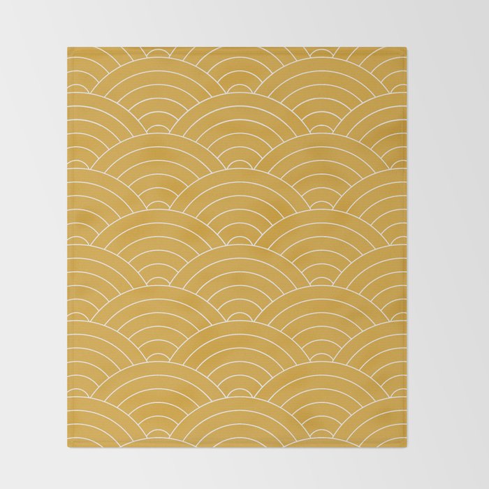 Waves (Mustard Yellow) Throw Blanket Gallery Image 2
