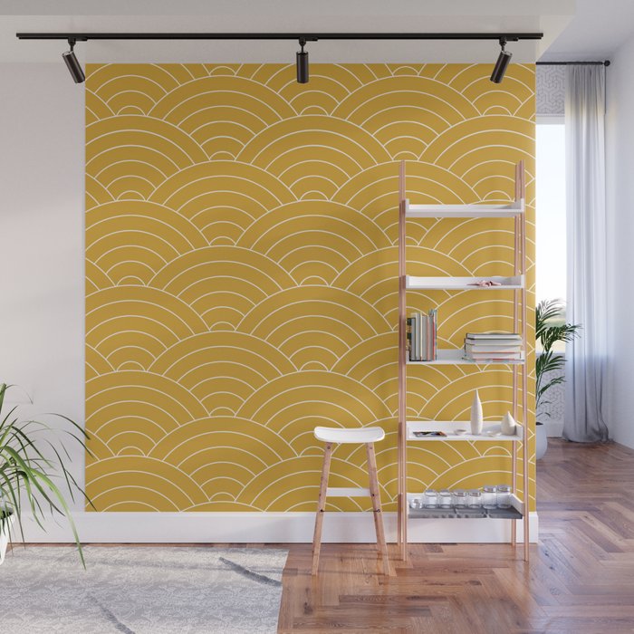 Waves (Mustard Yellow) Wall Mural Gallery Image 1