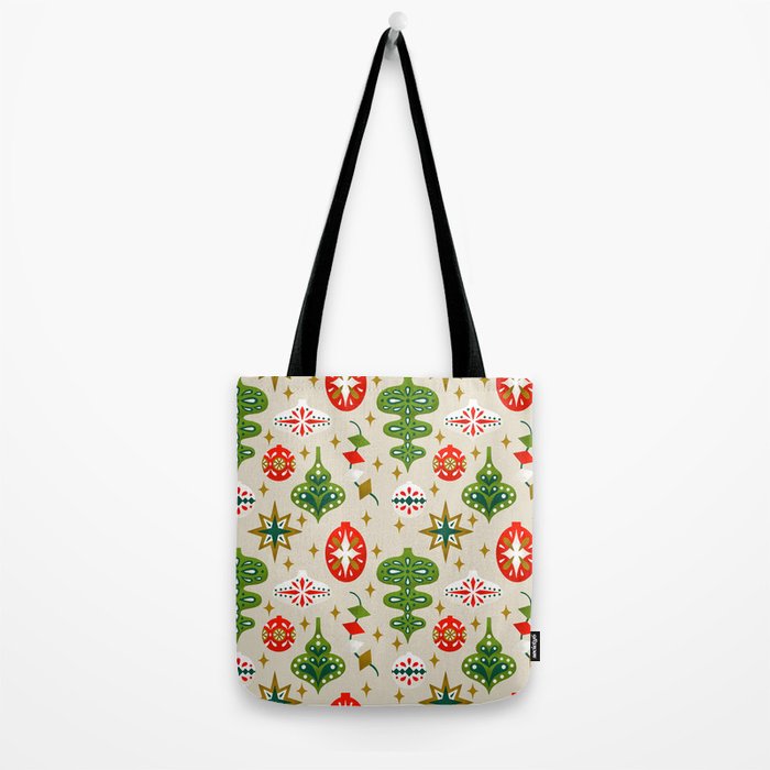 Vintage Christmas Ornaments Pattern Tote Bag Gallery Image 2