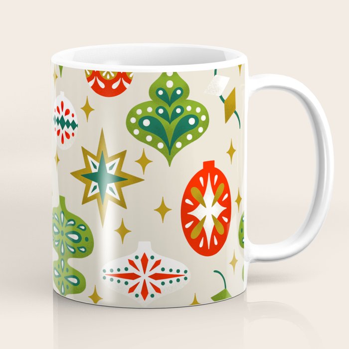 Vintage Christmas Ornaments Pattern Coffee Mug Gallery Image 1