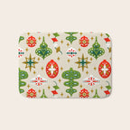 Vintage Christmas Ornaments Pattern Bath Mat Gallery Image 1