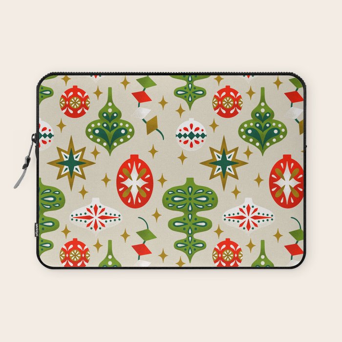 Vintage Christmas Ornaments Pattern Laptop Sleeve Gallery Image 1