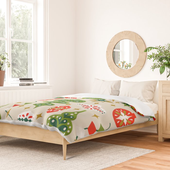 Vintage Christmas Ornaments Pattern Duvet Cover Gallery Image 2
