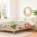 Vintage Christmas Ornaments Pattern Duvet Cover Gallery Image 2
