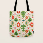 Vintage Christmas Ornaments Pattern Tote Bag Gallery Image 1