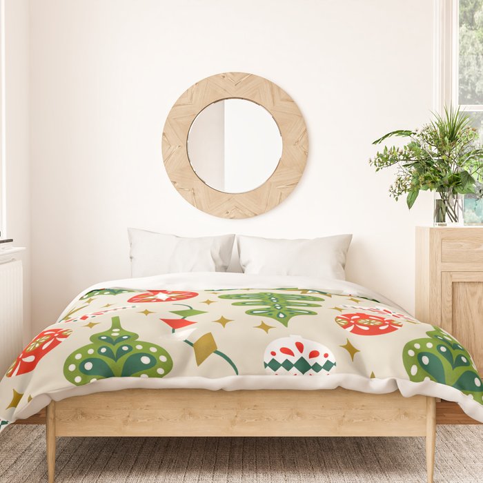Vintage Christmas Ornaments Pattern Duvet Cover Gallery Image 3