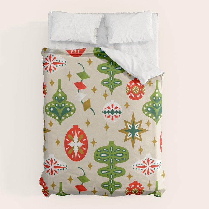 Vintage Christmas Ornaments Pattern Duvet Cover Gallery Image 6