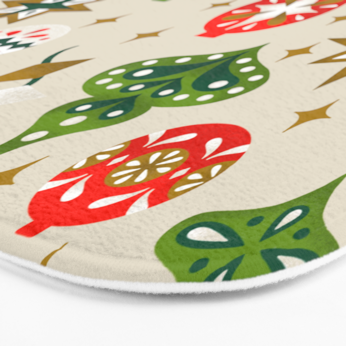 Vintage Christmas Ornaments Pattern Bath Mat Gallery Image 3