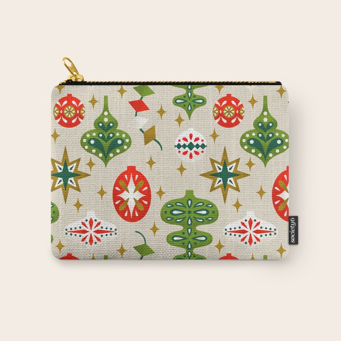 Vintage Christmas Ornaments Pattern Carry All Pouch Gallery Image 1