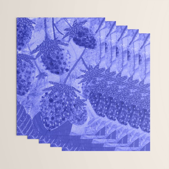 Strawberry Garden in Botanical Blue Wrapping Paper Gallery Image 3