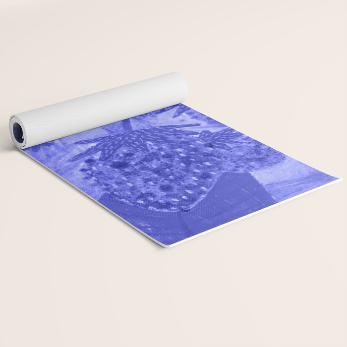 Strawberry Garden in Botanical Blue Yoga Mat Gallery Image 2