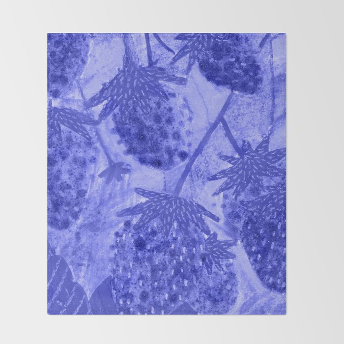 Strawberry Garden in Botanical Blue Throw Blanket Gallery Image 2