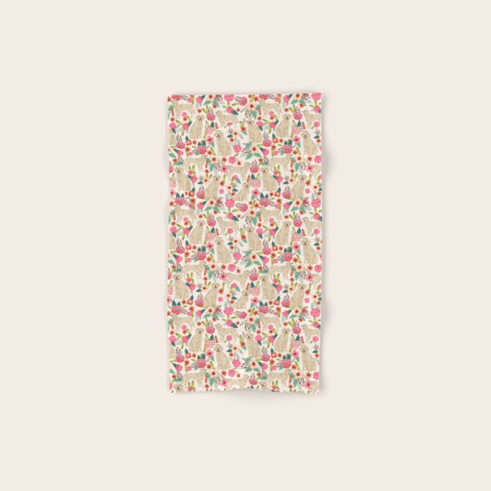 Golden retrievers must have florals cream pastel gender neutral dog art cute pet portraits labrador Bath Towel Gallery Image 1